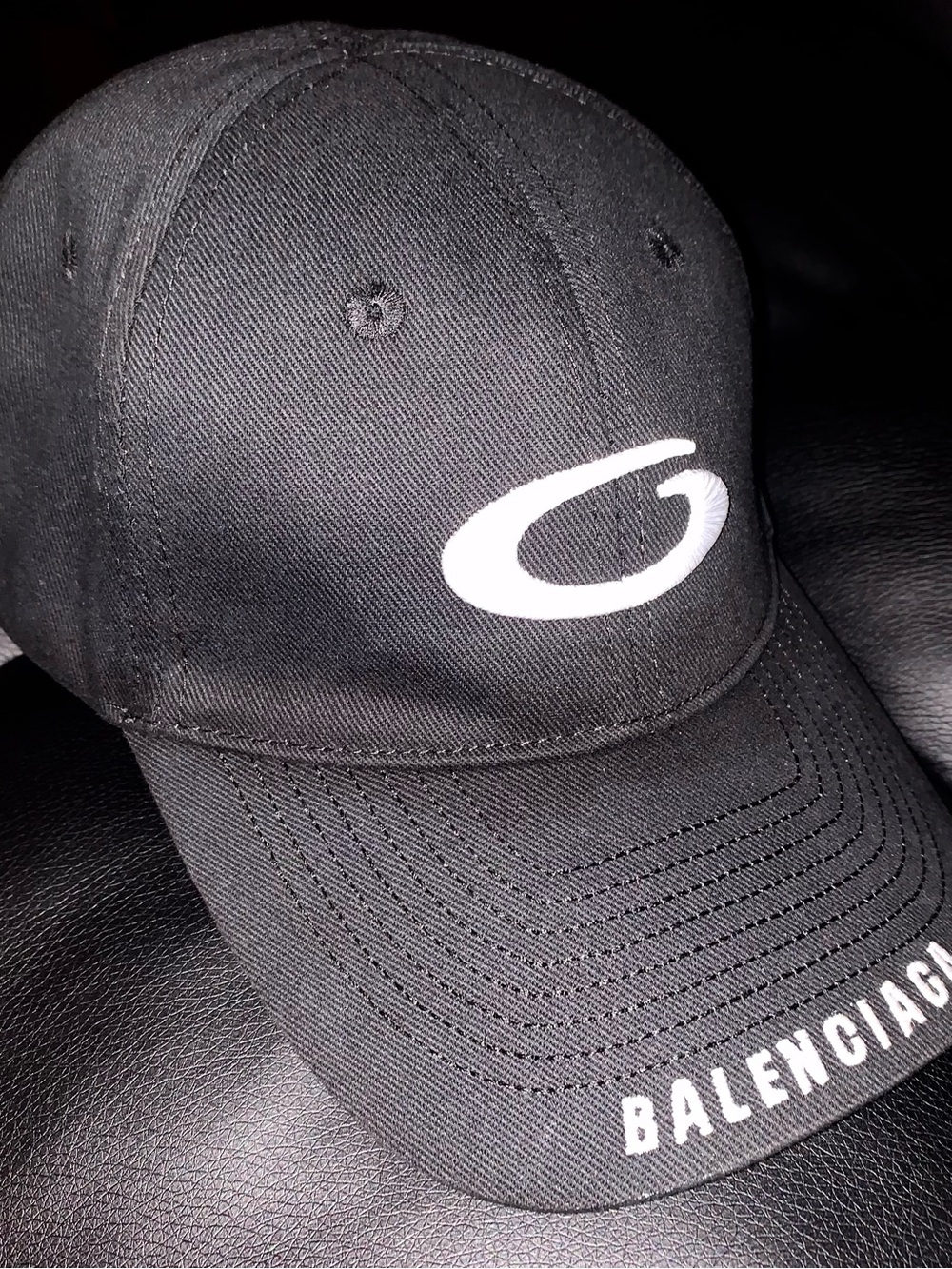 Balenciaga Black Cap with White Emblem